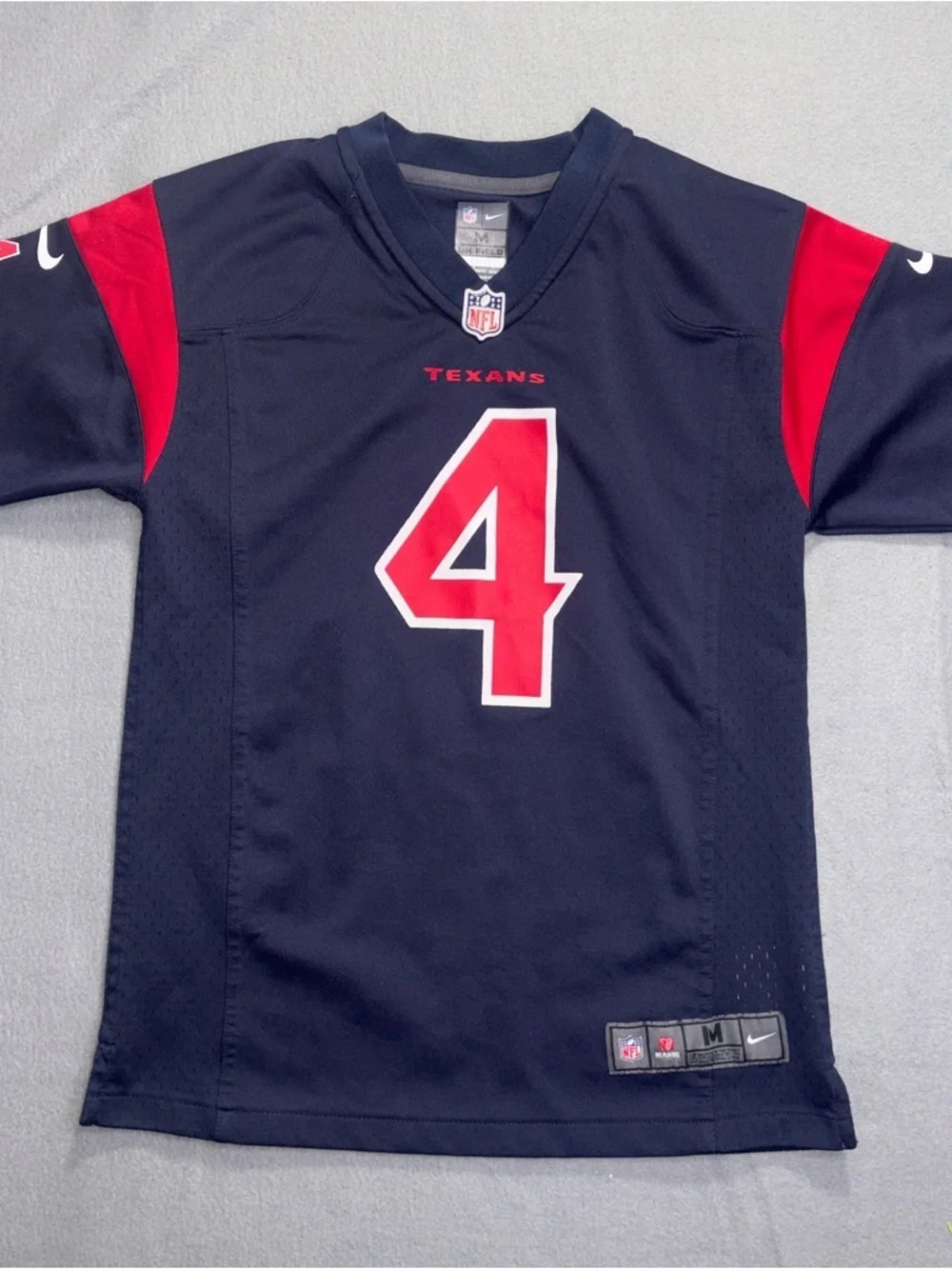 Kids Nike Houston Texans Deshaun Watson Navy Blue Home Game Football Jersey #4 M